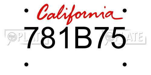 781B75 California License Plate