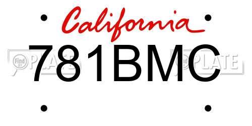 781BMC California License Plate