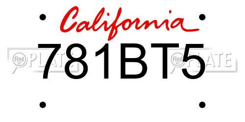 781BT5 California License Plate