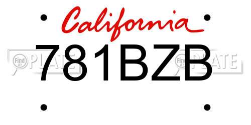 781BZB California License Plate