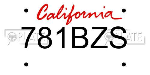 781BZS California License Plate