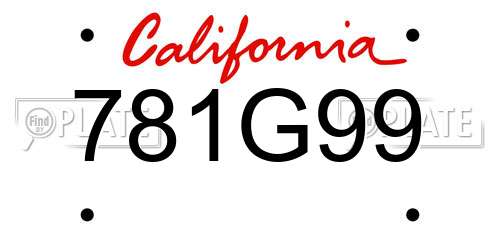 781G99 California License Plate