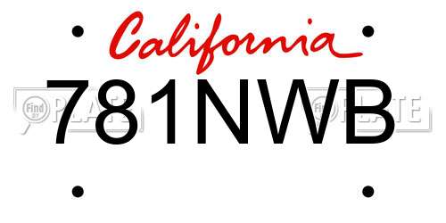 781NWB California License Plate