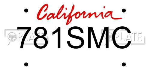 781SMC California License Plate