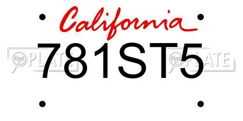 781ST5 California License Plate