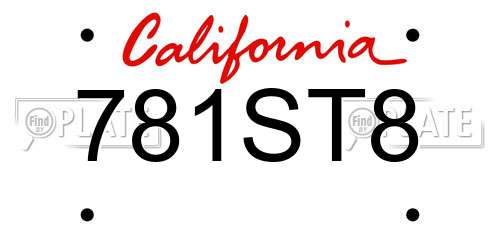 781ST8 California License Plate