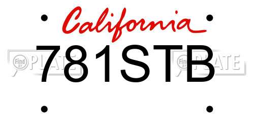 781STB California License Plate