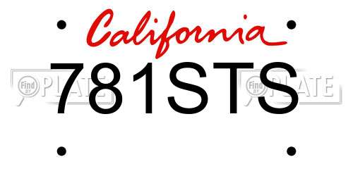 781STS California License Plate