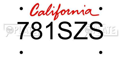 781SZS California License Plate