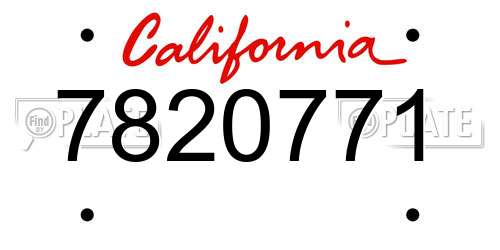 7820771 California License Plate