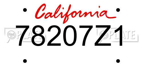 78207Z1 California License Plate