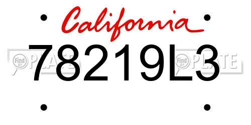 78219L3 California License Plate
