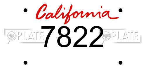7822 California License Plate