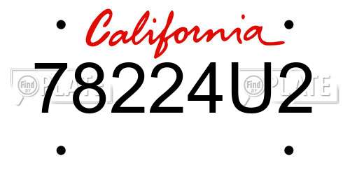 78224U2 California License Plate