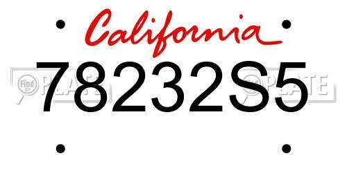 78232S5 California License Plate