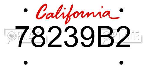 78239B2 California License Plate