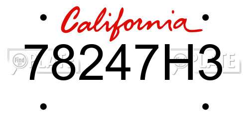 78247H3 California License Plate