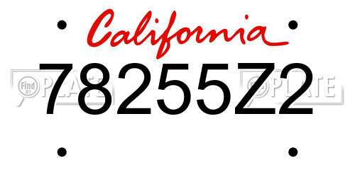 78255Z2 California License Plate