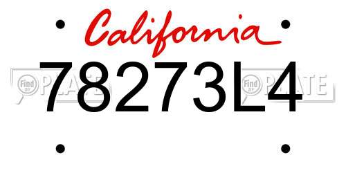 78273L4 California License Plate