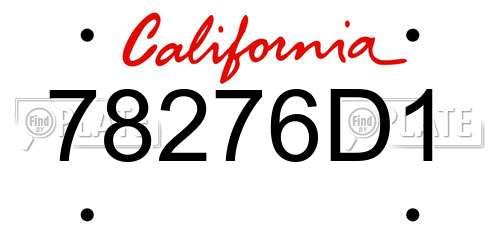 78276D1 California License Plate