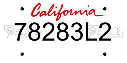 78283L2 California License Plate