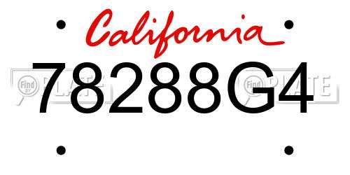 78288G4 California License Plate