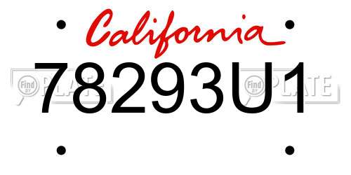 78293U1 California License Plate