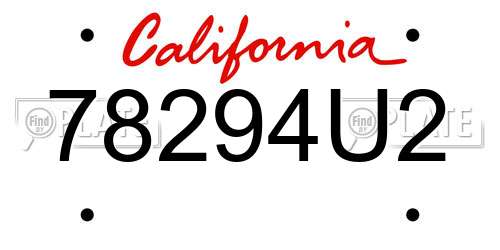 78294U2 California License Plate