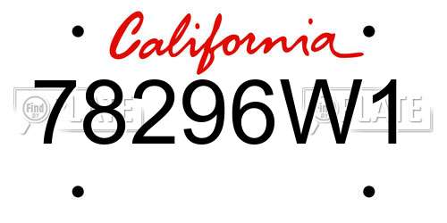 78296W1 California License Plate