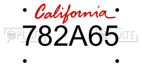 782A65 California License Plate