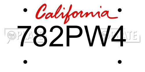 782PW4 California License Plate