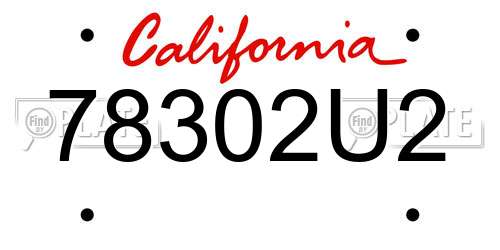 78302U2 California License Plate
