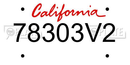 78303V2 California License Plate