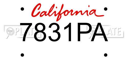 7831PA California License Plate