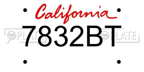 7832BT California License Plate