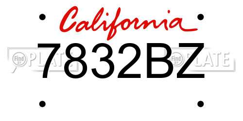 7832BZ California License Plate