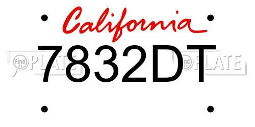 7832DT California License Plate