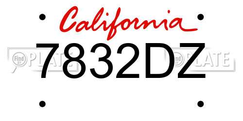 7832DZ California License Plate