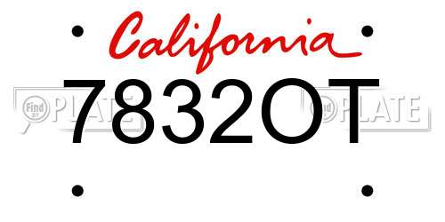 7832OT California License Plate
