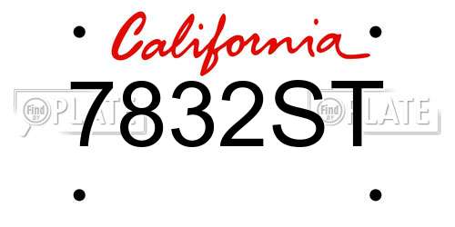 7832ST California License Plate