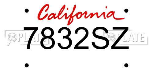 7832SZ California License Plate