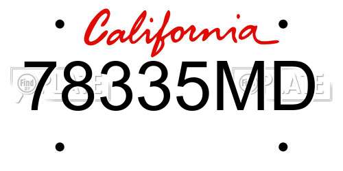 78335MD California License Plate