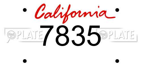 7835 California License Plate