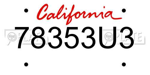 78353U3 California License Plate