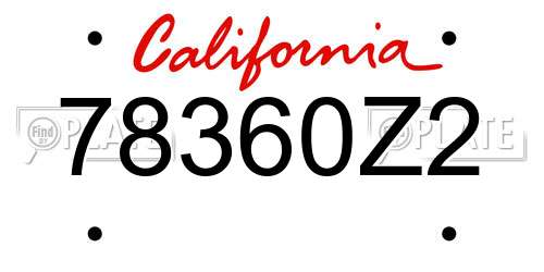 78360Z2 California License Plate