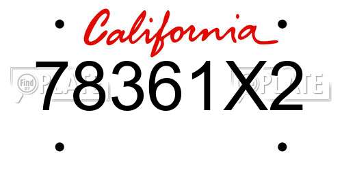 78361X2 California License Plate