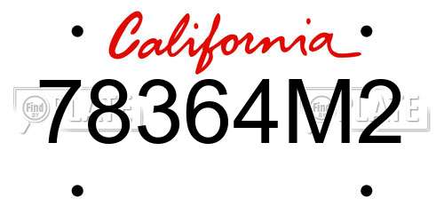 78364M2 California License Plate