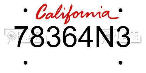 78364N3 California License Plate