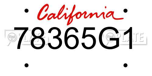 78365G1 California License Plate
