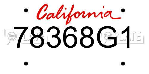 78368G1 California License Plate